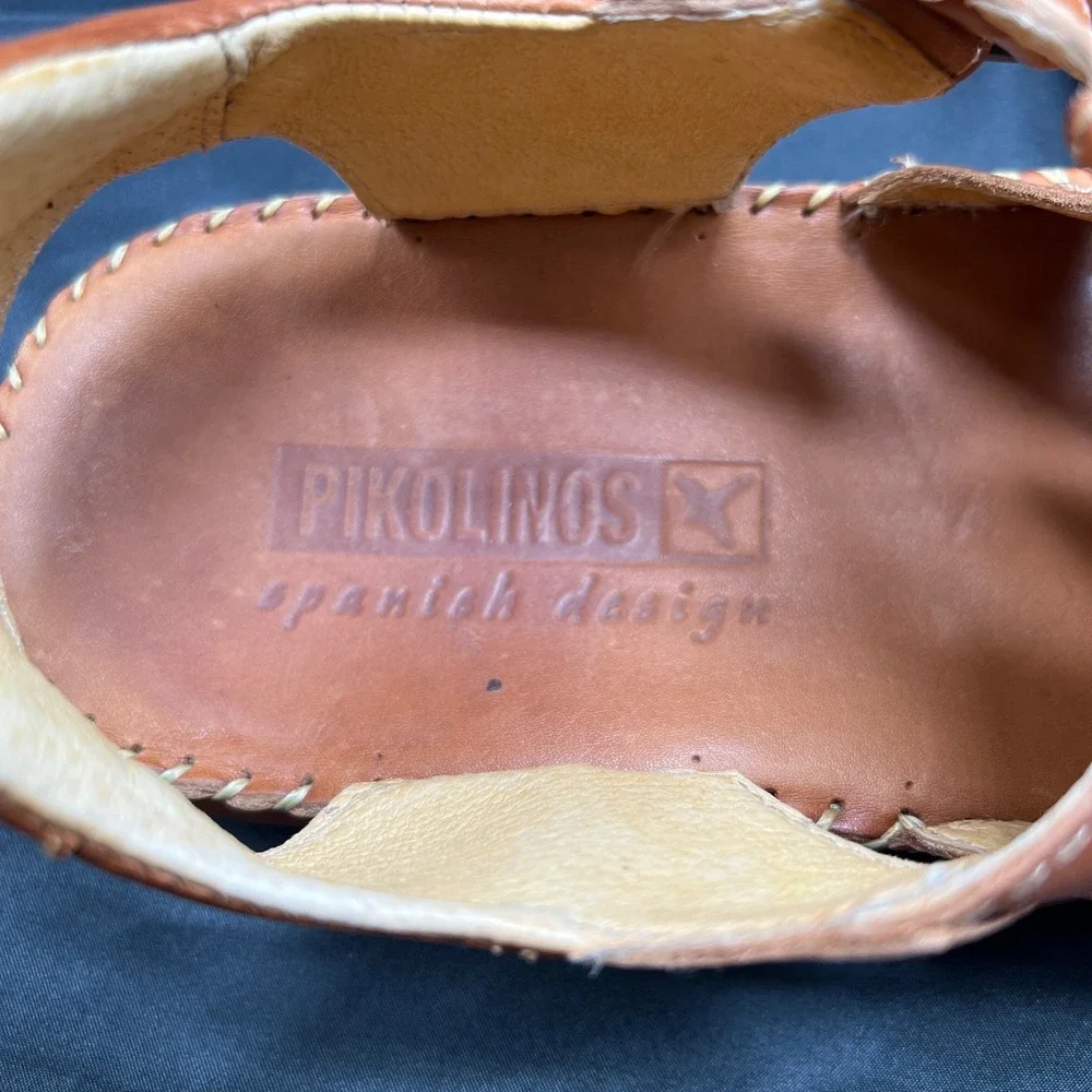 Pikolinos Mens Tarifa Tan Brown Leather Fisherman Sandals Size 43 Made in Spain